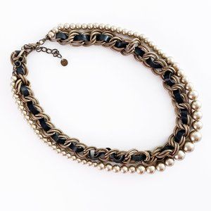 Ann Taylor LOFT Pearl and Chain Statement Necklace